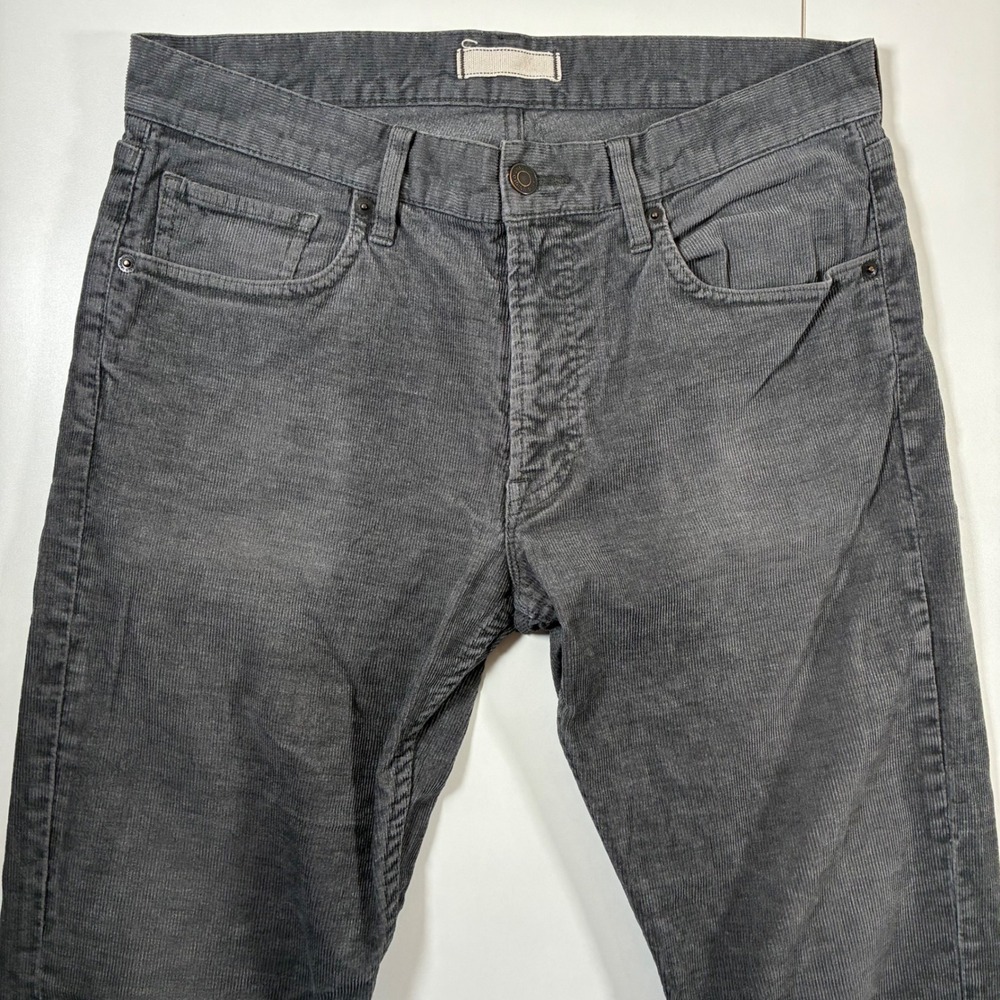 Uniqlo Corduroy Pants 31x33 Gray Slim Straight Stretch 5 Pocket (Tag 31x34)